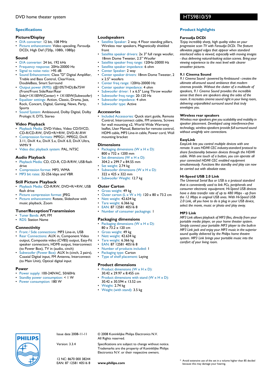 Philips HTS9810 User Manual | Page 2 / 2