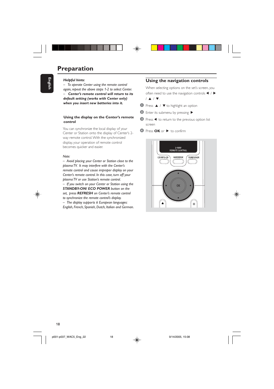 Preparation | Philips WAC5 User Manual | Page 18 / 37