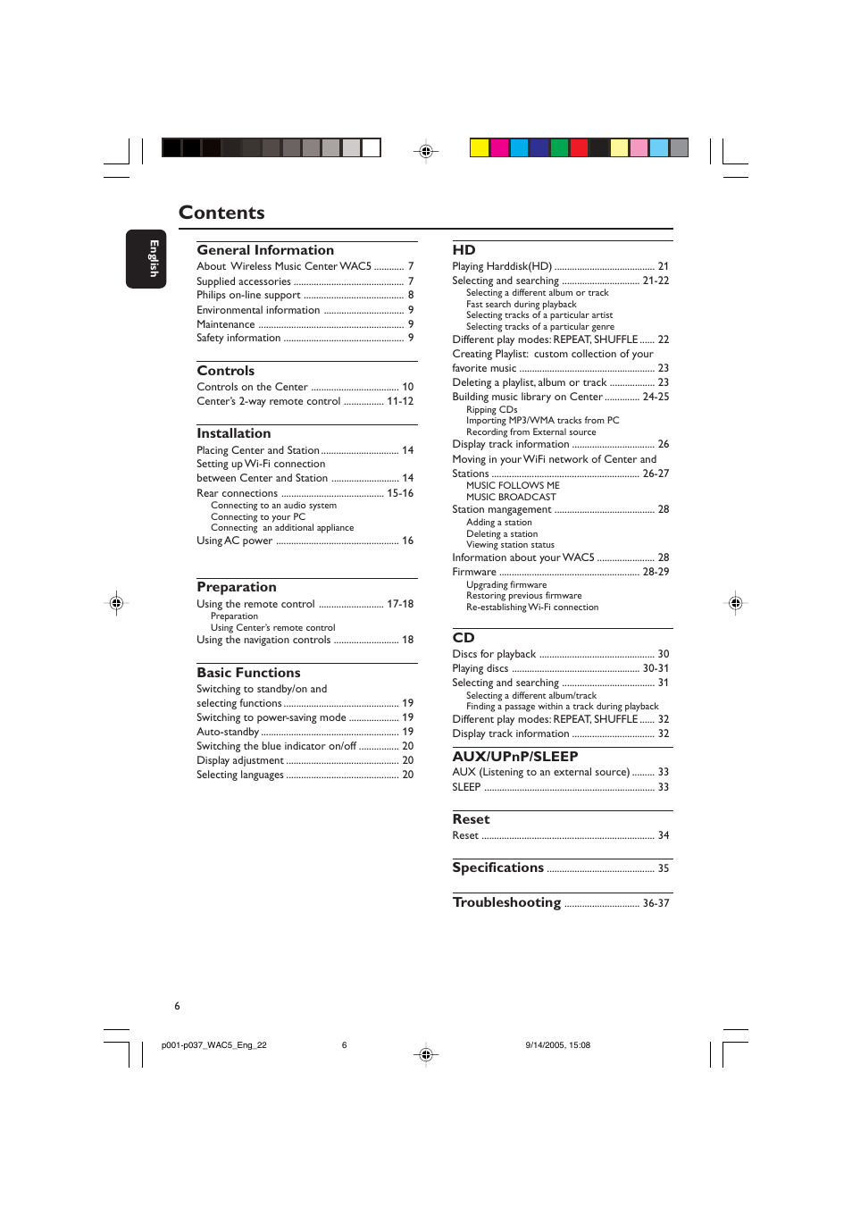 Philips WAC5 User Manual | Page 6 / 37