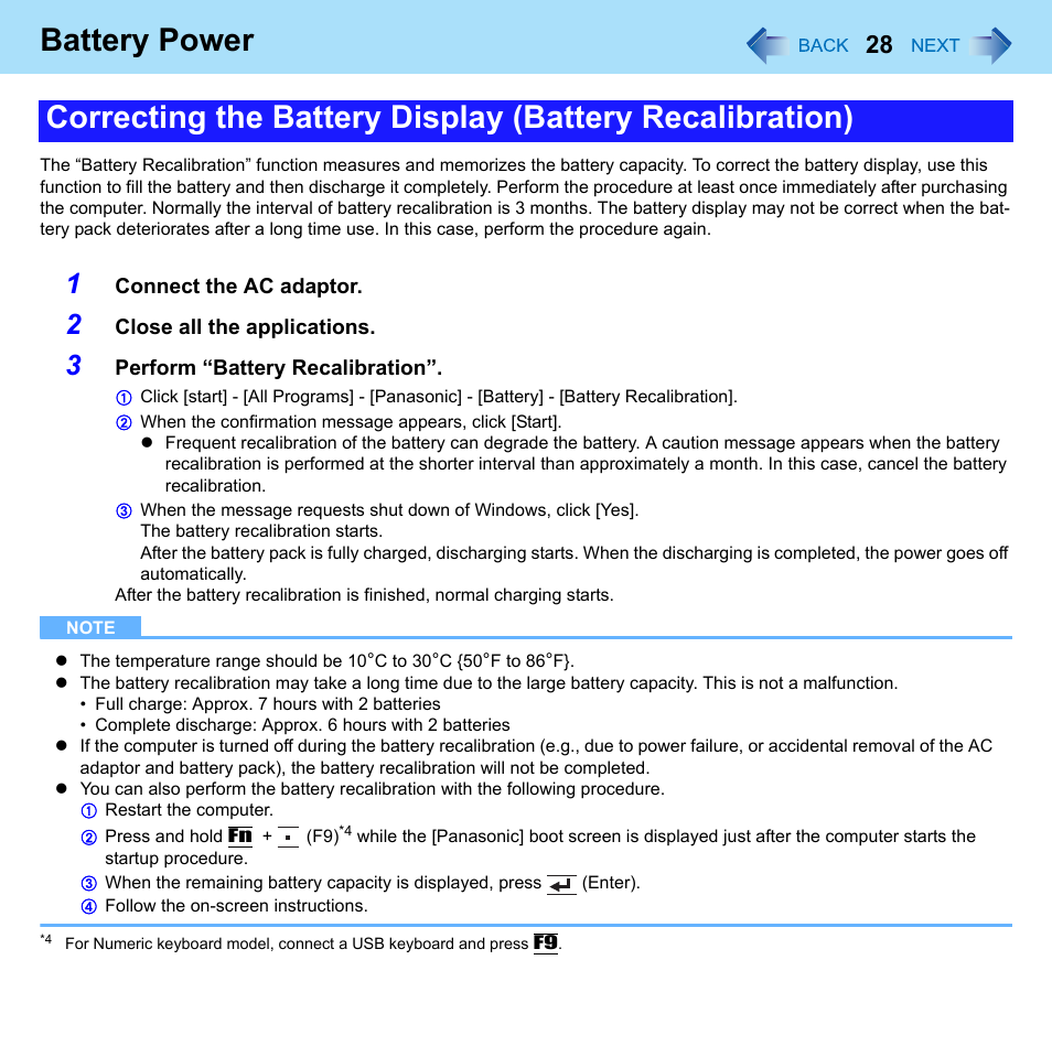 Battery power | Philips CF-U1 User Manual | Page 28 / 85