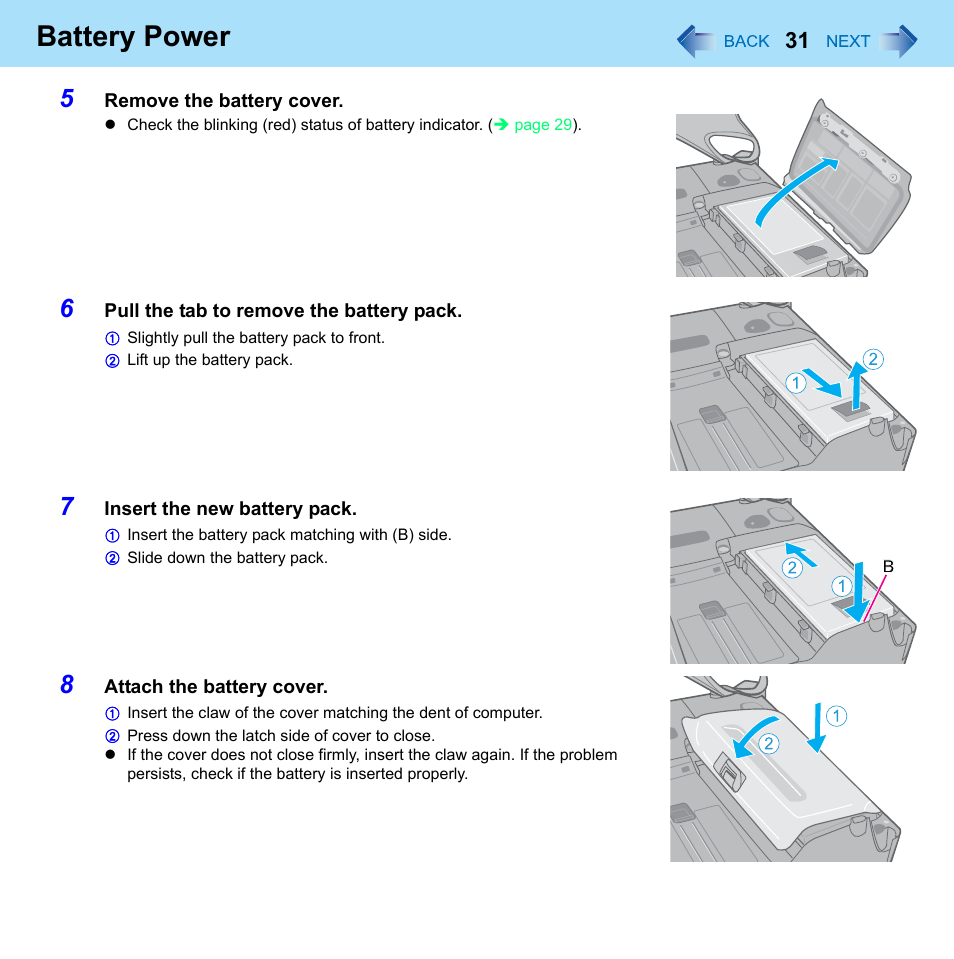 Battery power | Philips CF-U1 User Manual | Page 31 / 85