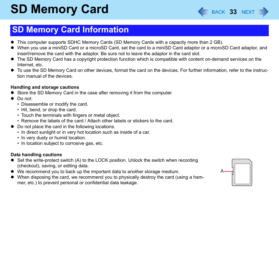 Sd memory card | Philips CF-U1 User Manual | Page 33 / 85
