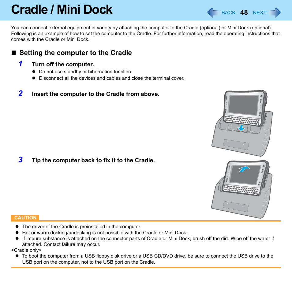 Cradle / mini dock | Philips CF-U1 User Manual | Page 48 / 85