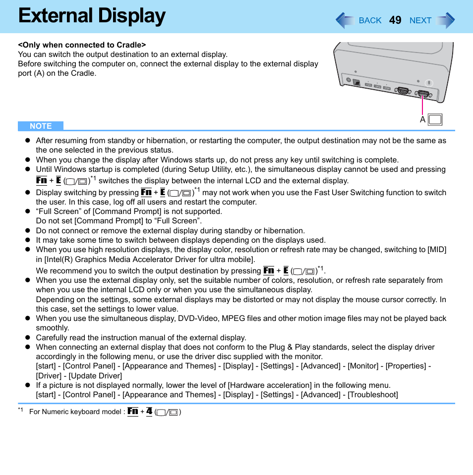 External display | Philips CF-U1 User Manual | Page 49 / 85