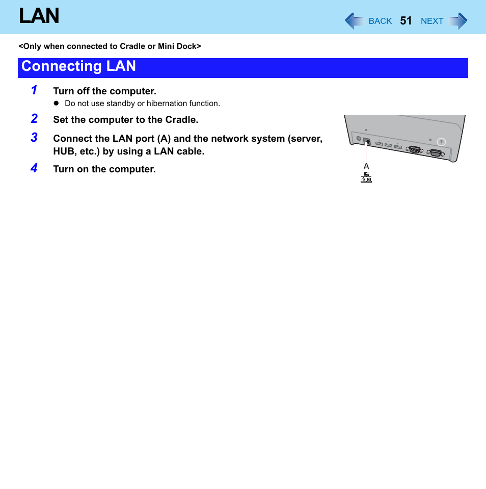 Connecting lan | Philips CF-U1 User Manual | Page 51 / 85