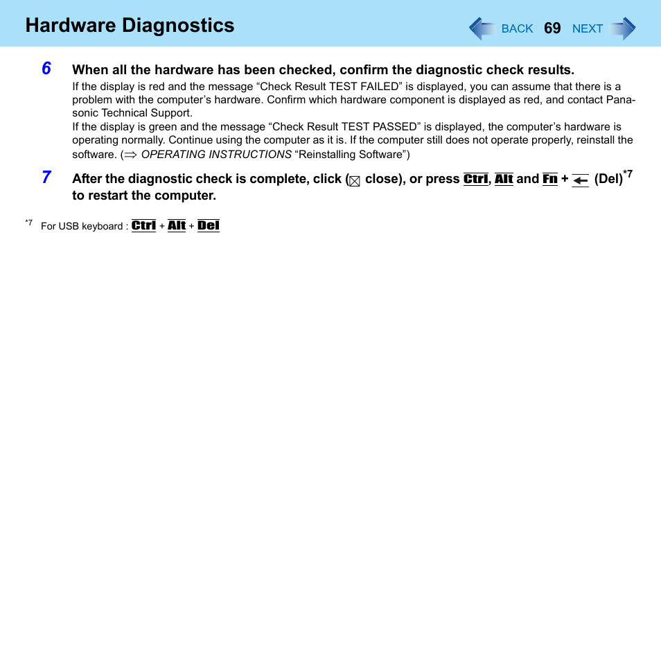 Hardware diagnostics | Philips CF-U1 User Manual | Page 69 / 85