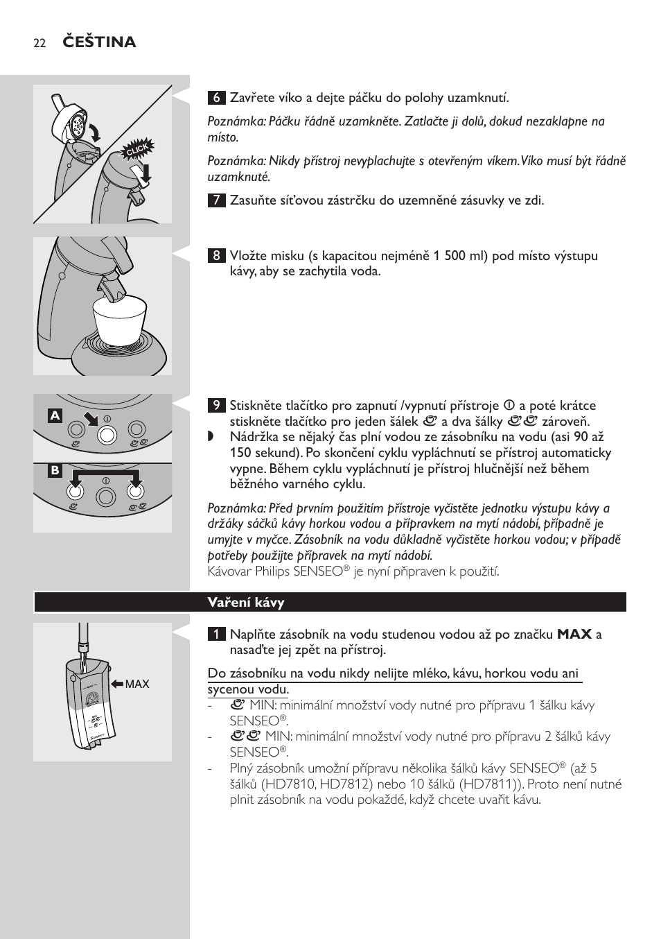 Vaření kávy | Philips HD7805 User Manual | Page 22 / 88