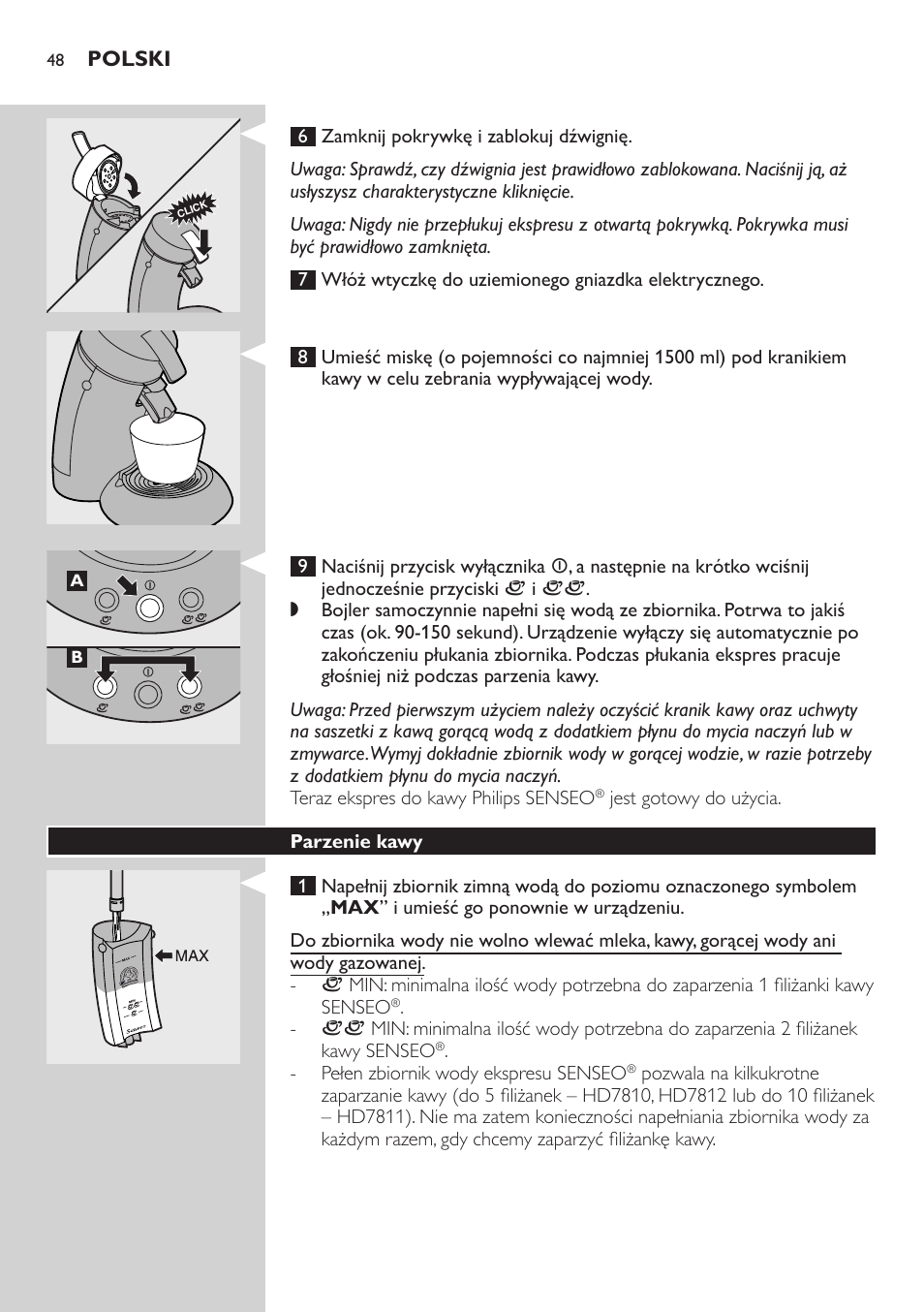 Parzenie kawy | Philips HD7805 User Manual | Page 48 / 88