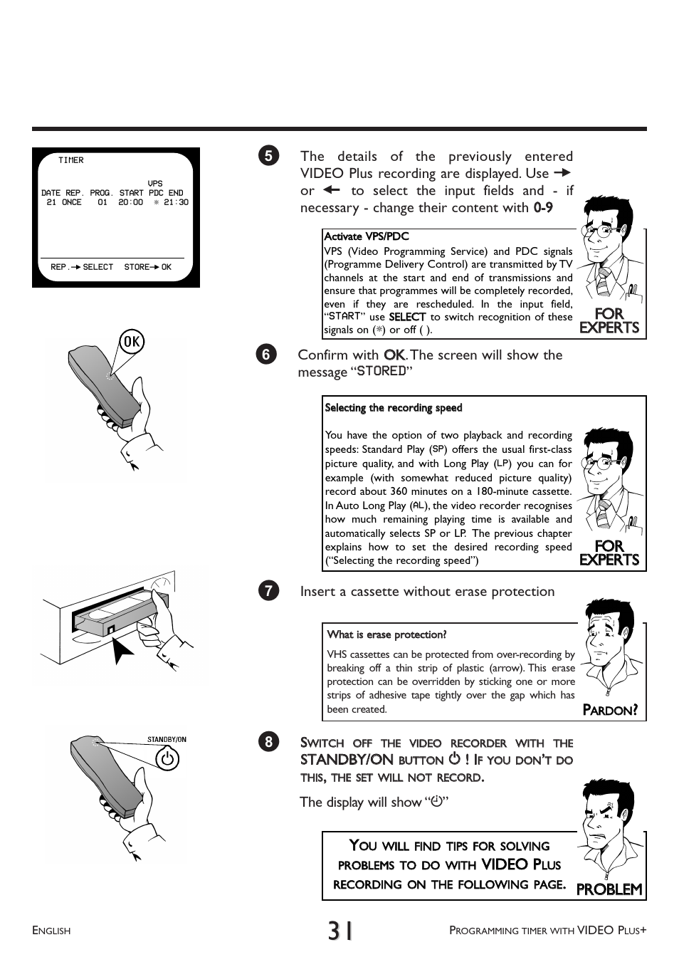 Ffo orr eex xppeerrttss, Pprro obblleem m yy, Vviid deeo o pp | Philips VR 260/07 User Manual | Page 31 / 52