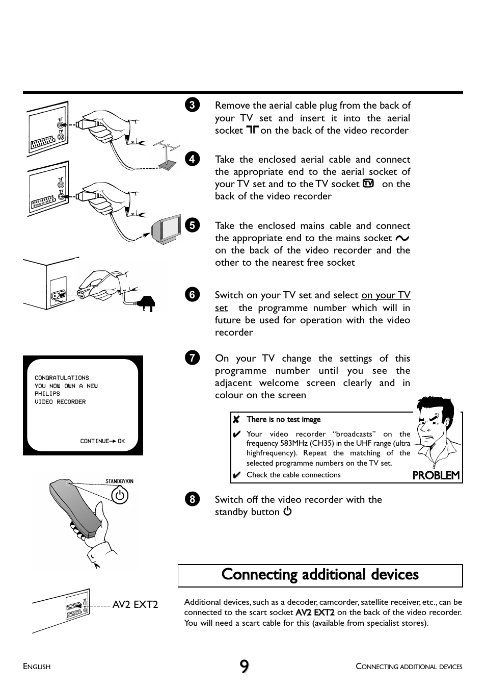 Connecting additional devices | Philips VR 260/07 User Manual | Page 9 / 52