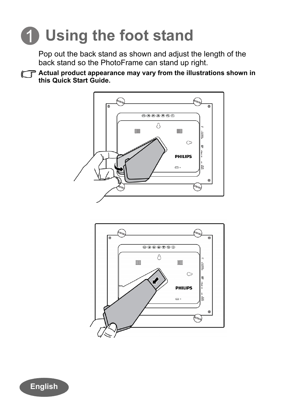 Using the foot stand | Philips SPF3010C/G7 User Manual | Page 2 / 6