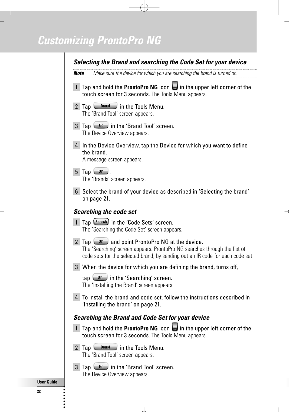 Customizing prontopro ng | Philips TSU 7500 User Manual | Page 22 / 70