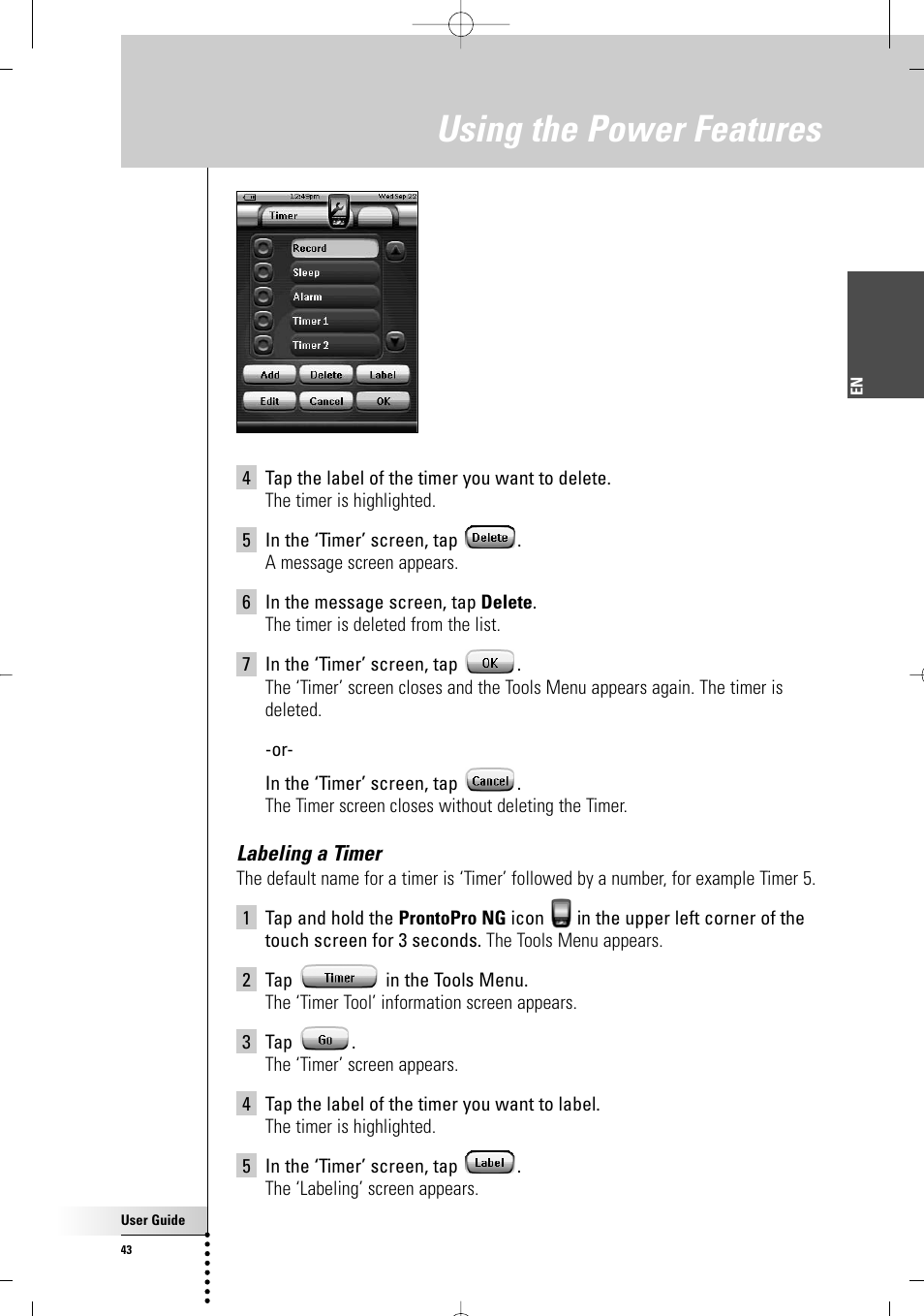 Using the power features | Philips TSU 7500 User Manual | Page 43 / 70