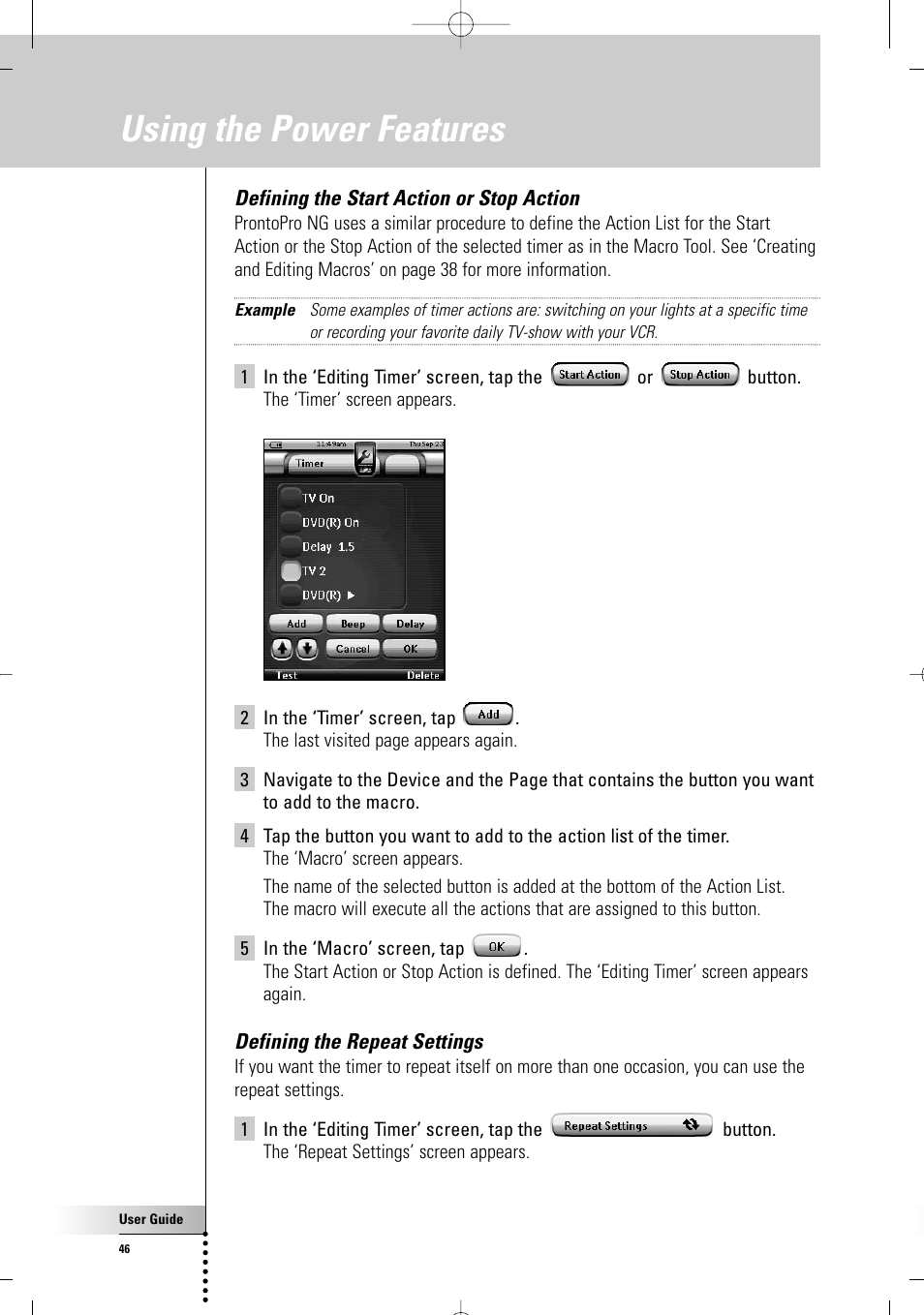 Using the power features | Philips TSU 7500 User Manual | Page 46 / 70
