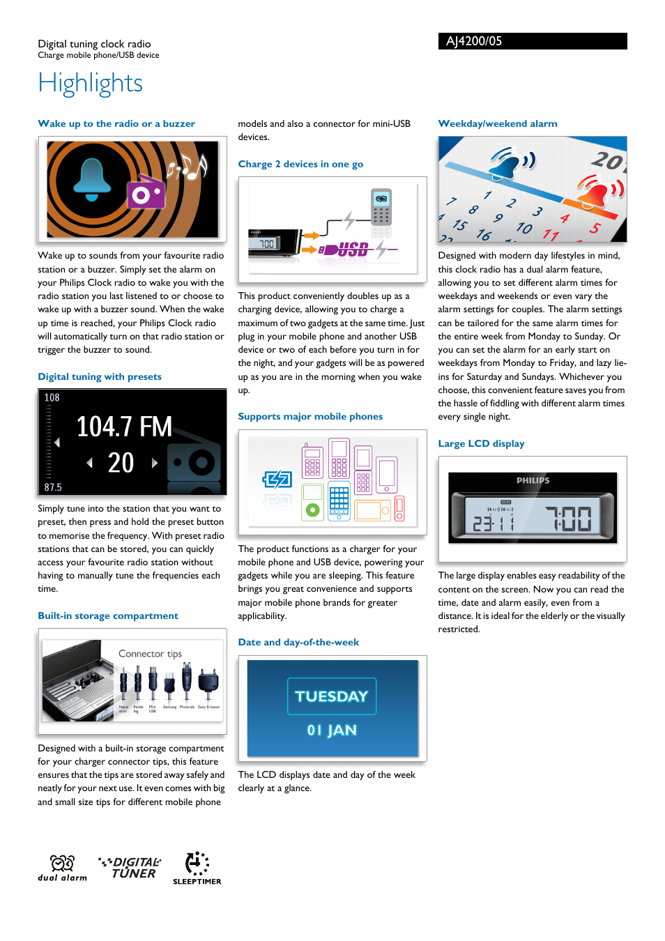 Highlights | Philips AJ4200/05 User Manual | Page 2 / 3