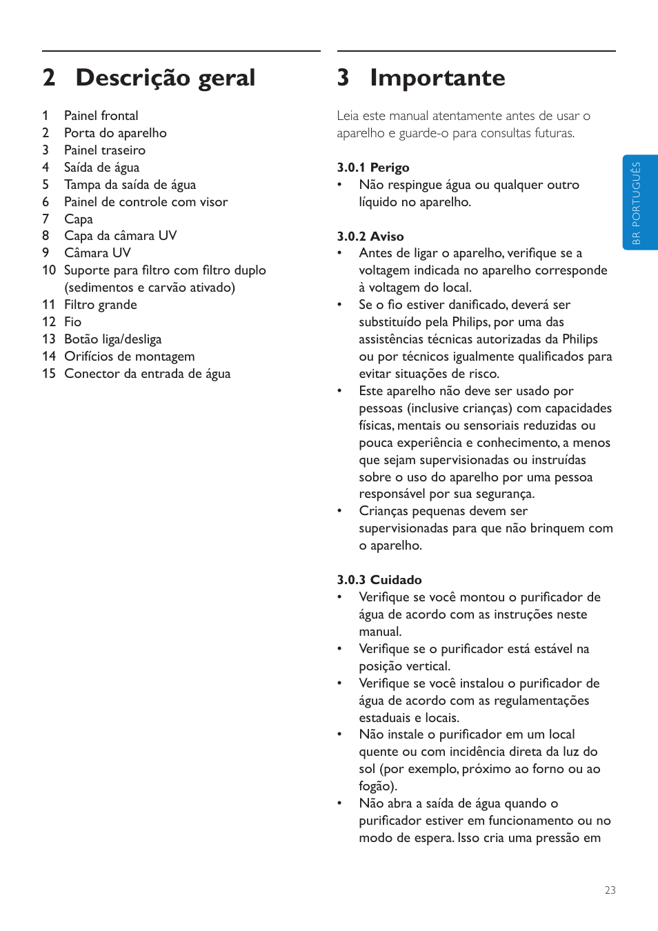 4 conformidade com padrões, 3 importante, 2 descrição geral | Philips WP3891 User Manual | Page 23 / 60