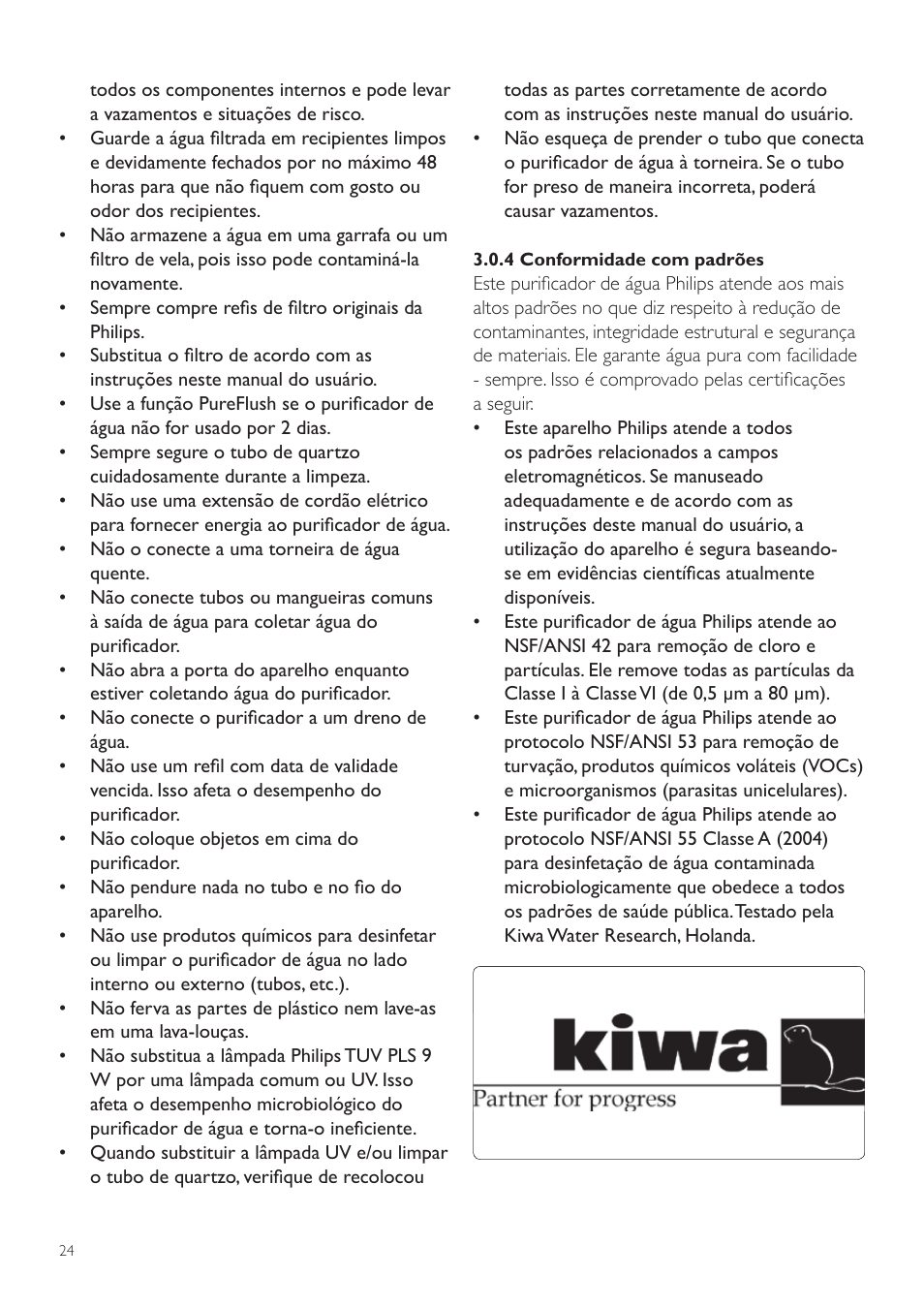 4 preparação para o uso, 1 instalação | Philips WP3891 User Manual | Page 24 / 60