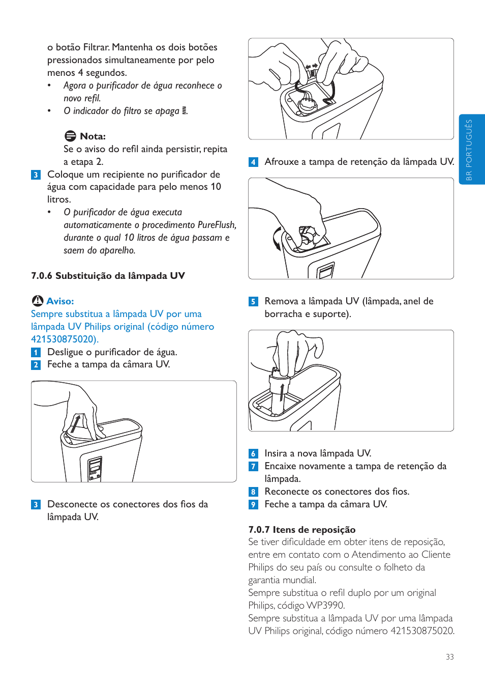 10 dados técnicos, 11 perguntas freqüentes, 12 resolução de problemas | Philips WP3891 User Manual | Page 33 / 60
