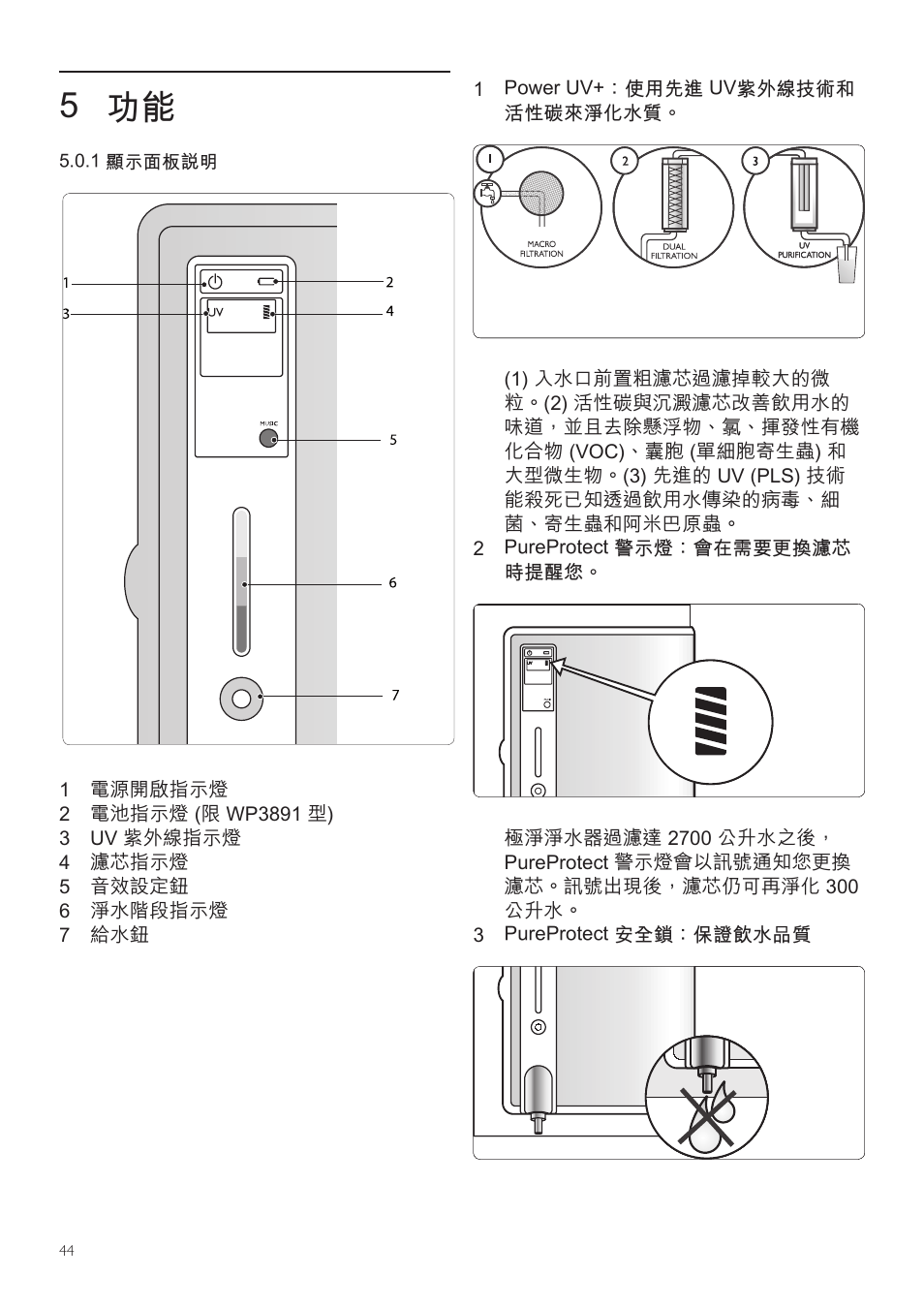 5 功能 | Philips WP3891 User Manual | Page 44 / 60