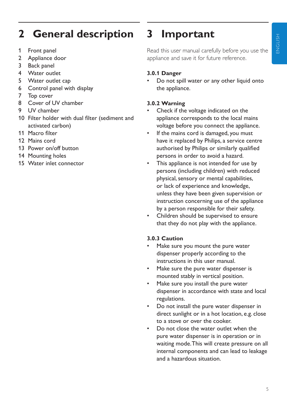4 compliance with standards, 3 important, 2 general description | Philips WP3891 User Manual | Page 5 / 60