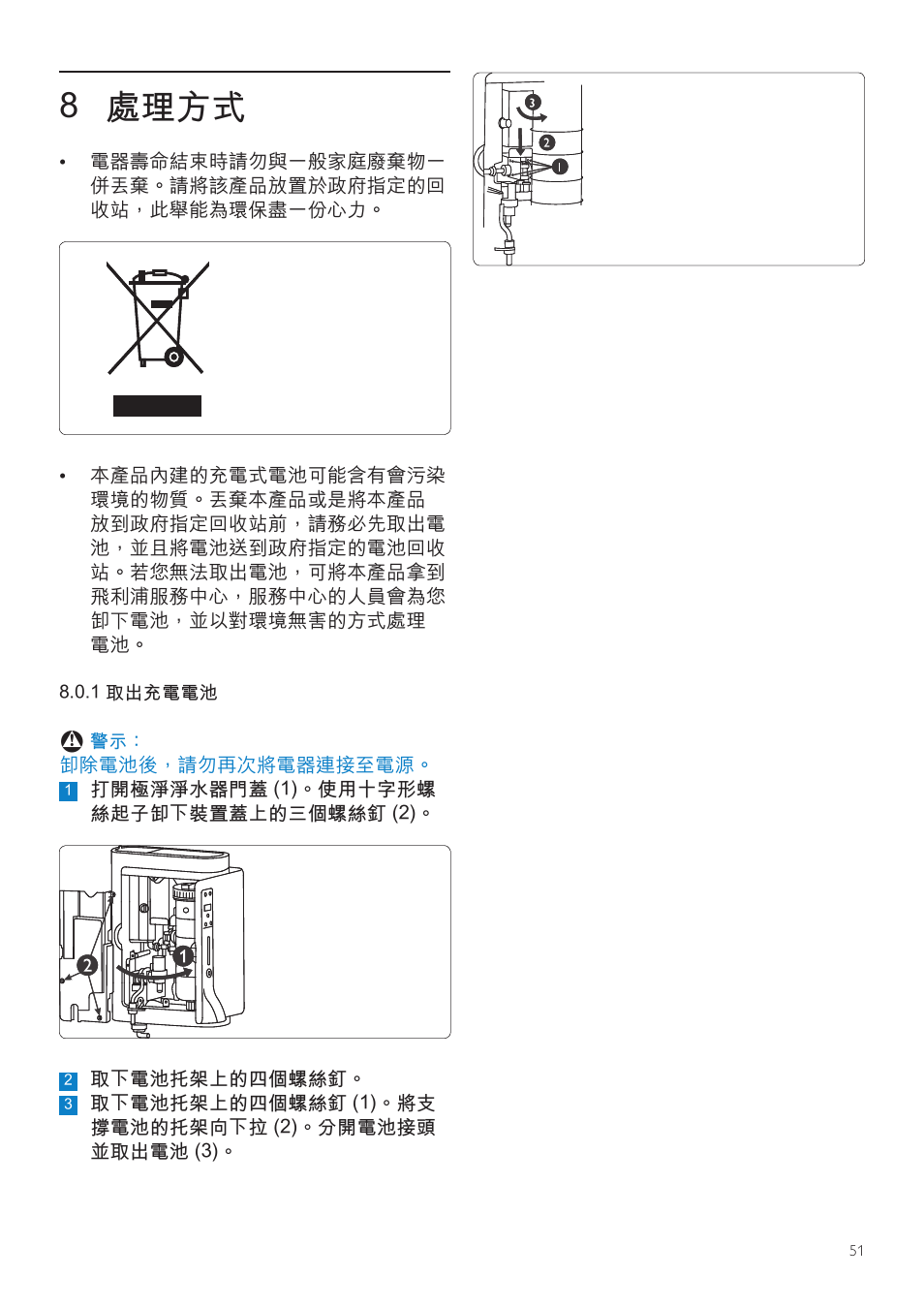 8 處理方式 | Philips WP3891 User Manual | Page 51 / 60