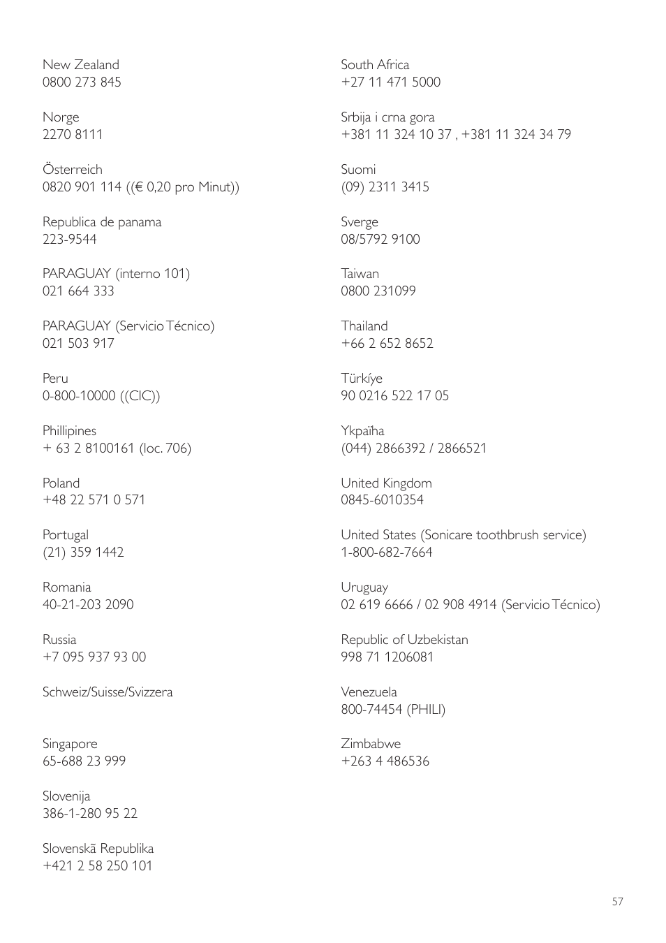Philips WP3891 User Manual | Page 57 / 60