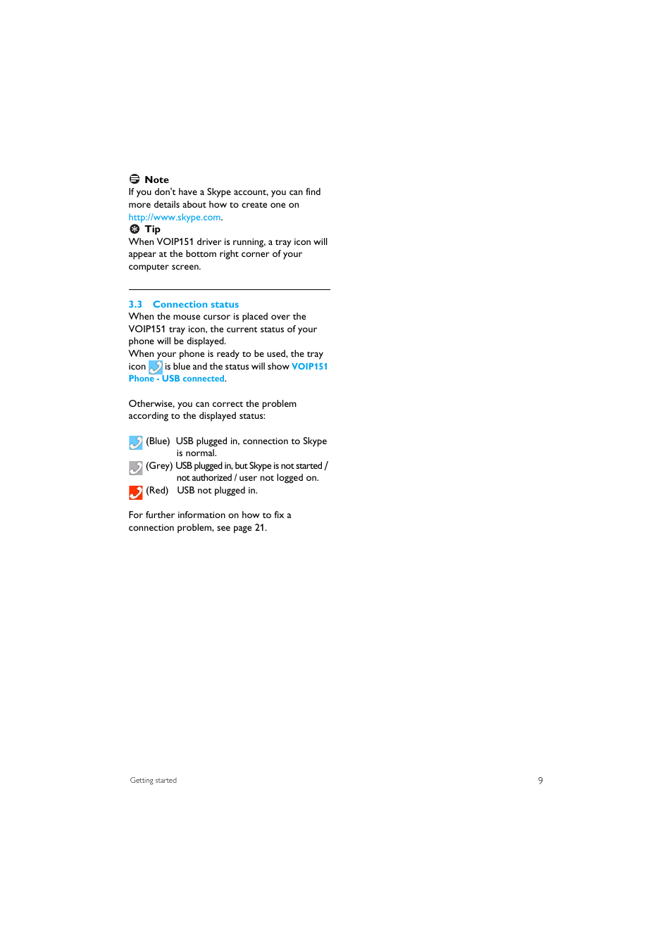 3 connection status | Philips VOIP151 User Manual | Page 11 / 26