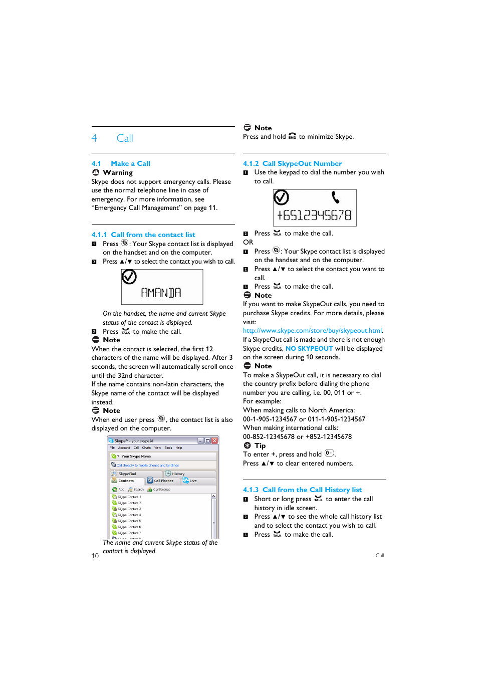 4 call, 1 make a call, 4call | Philips VOIP151 User Manual | Page 12 / 26