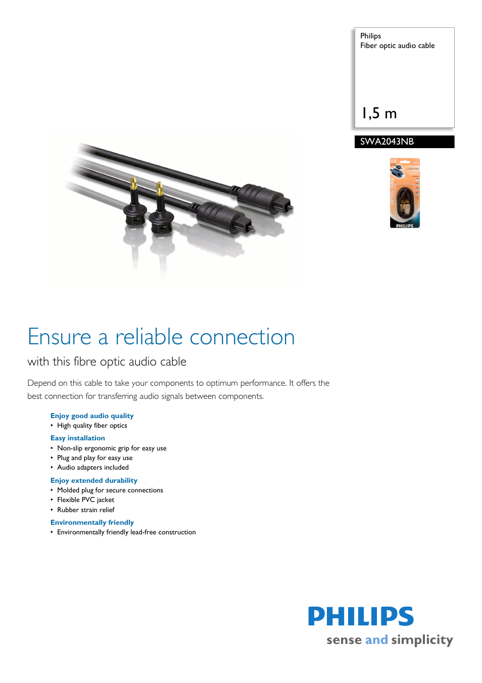 Philips SWA2043NB User Manual | 2 pages