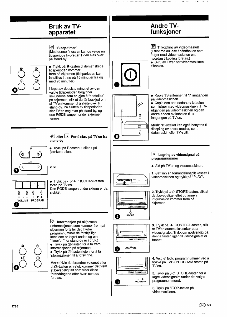 Andre tv- funksjoner, Bruk av tv- apparatet | Philips 20GR1251 User Manual | Page 9 / 14