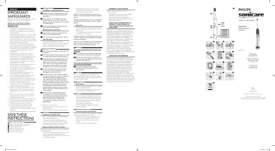 Philips HX6410 User Manual | 2 pages