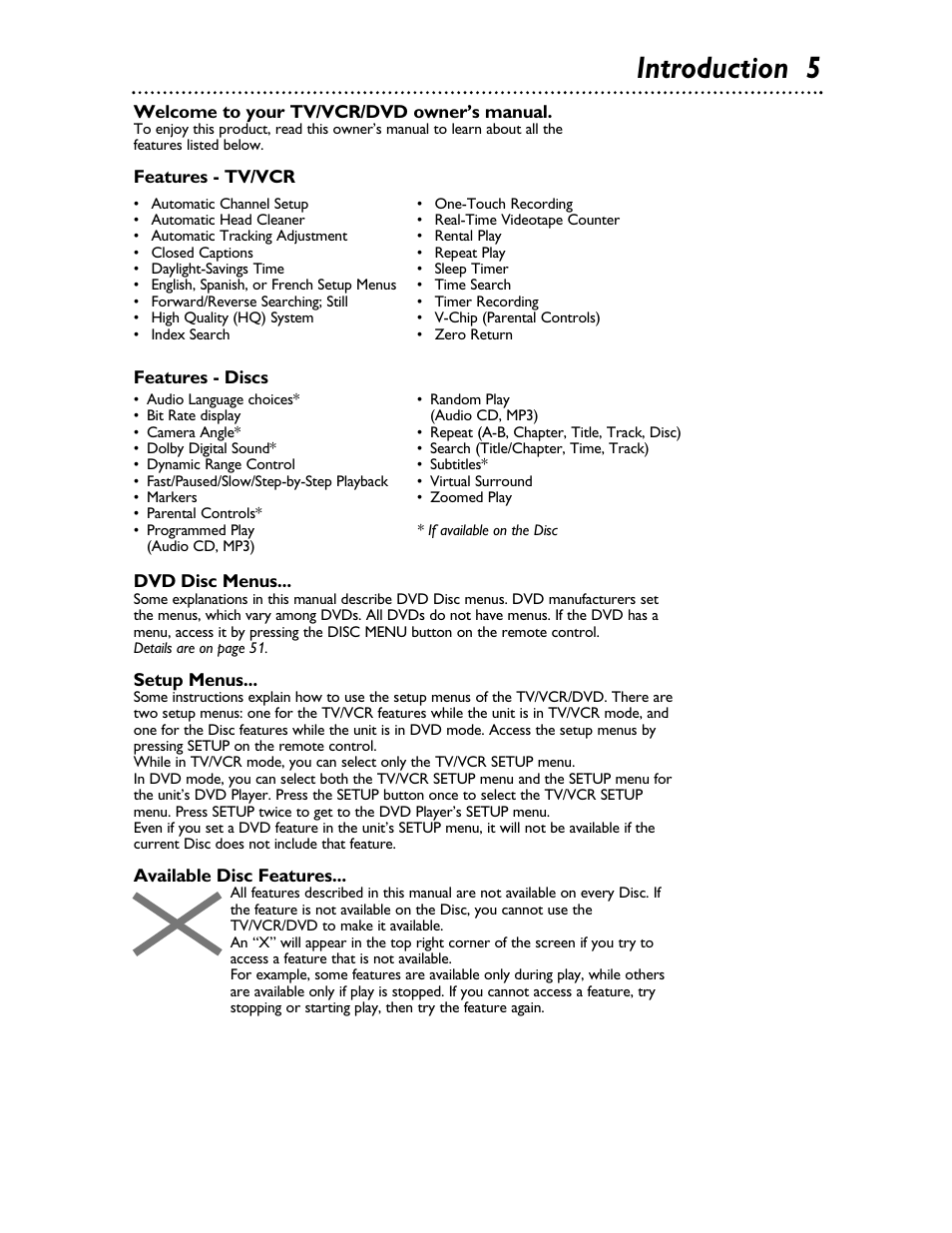 Introduction 5 | Philips 27DVCR55S User Manual | Page 5 / 80