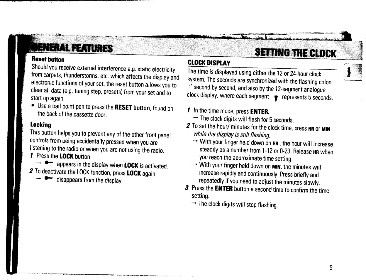 Reset button, Clock display, While the display is still flashing | Philips AQ 6688/17 User Manual | Page 4 / 9