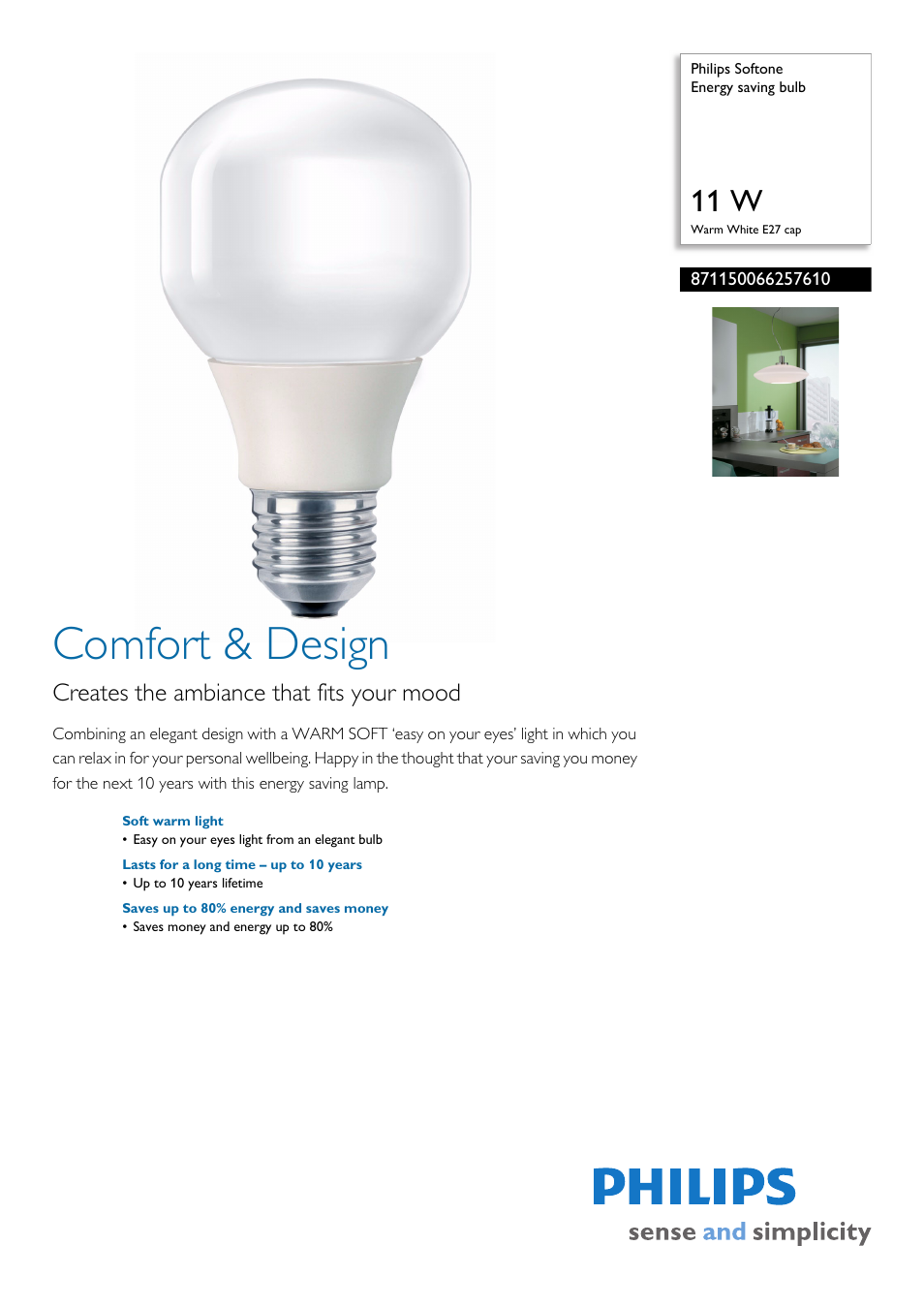 Philips NORMAL CAP WARM WHITE 8.71E+14 User Manual | 2 pages
