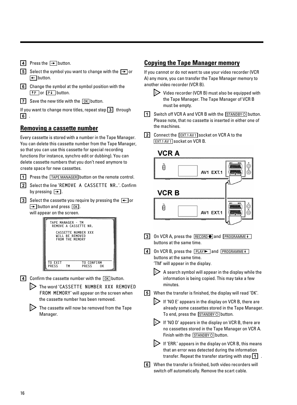 Removing a cassette number | Philips VR9185 User Manual | Page 18 / 40