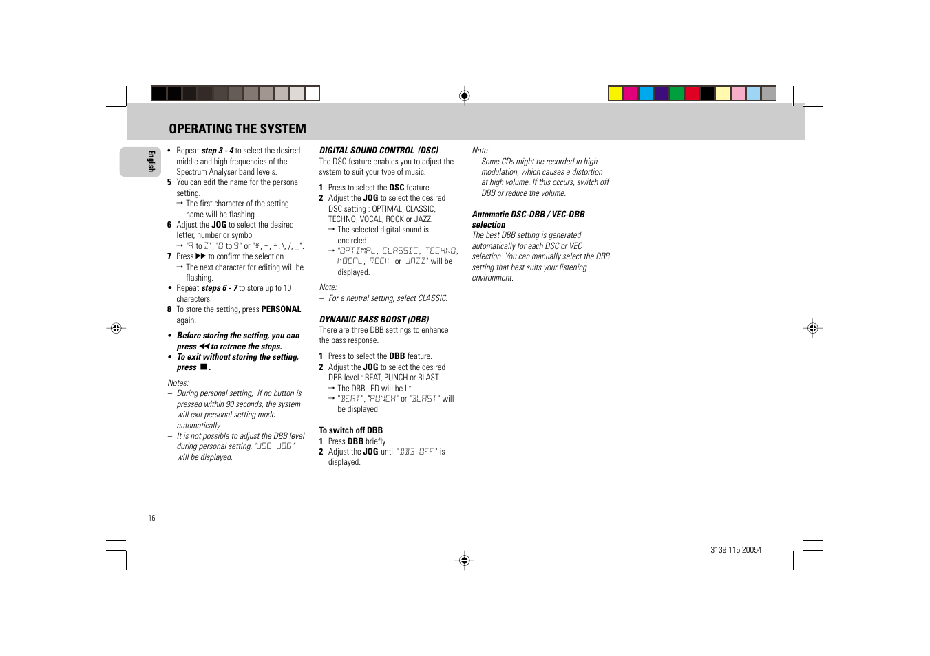 Operating the system | Philips FW-D1 User Manual | Page 16 / 41