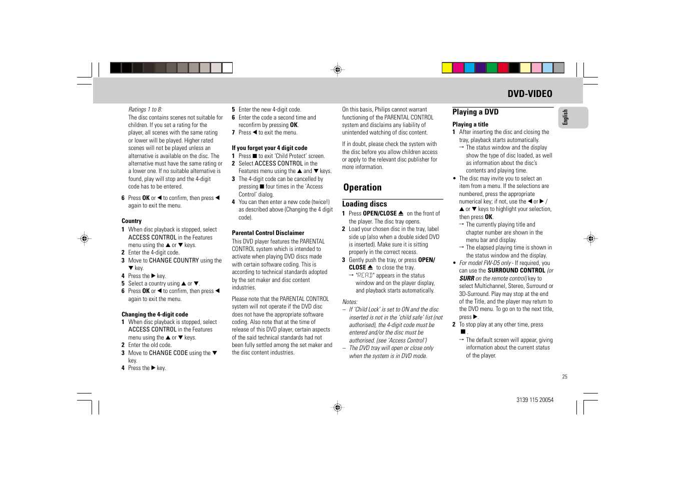 Dvd-video, Operation | Philips FW-D1 User Manual | Page 25 / 41