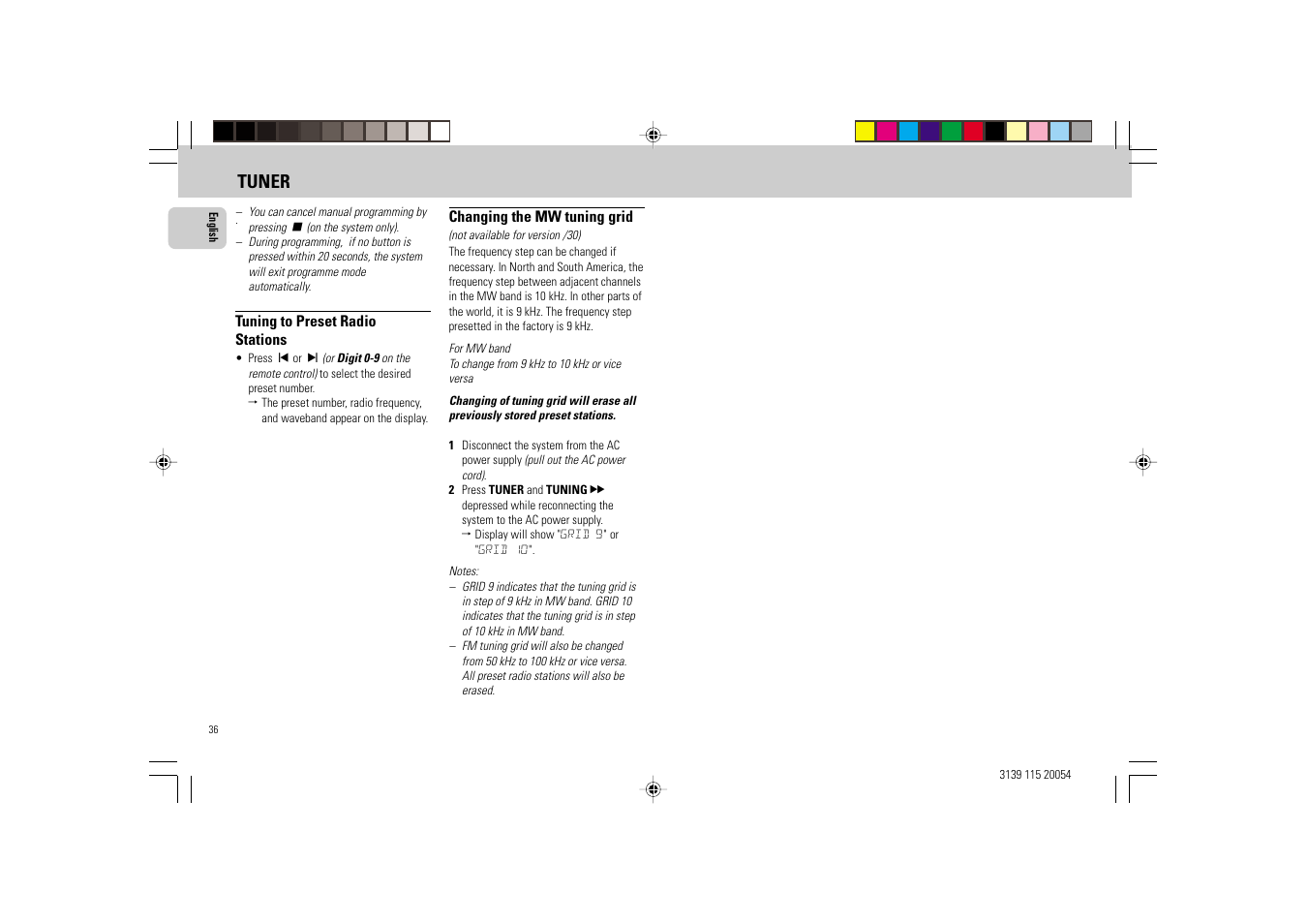 Tuner | Philips FW-D1 User Manual | Page 36 / 41