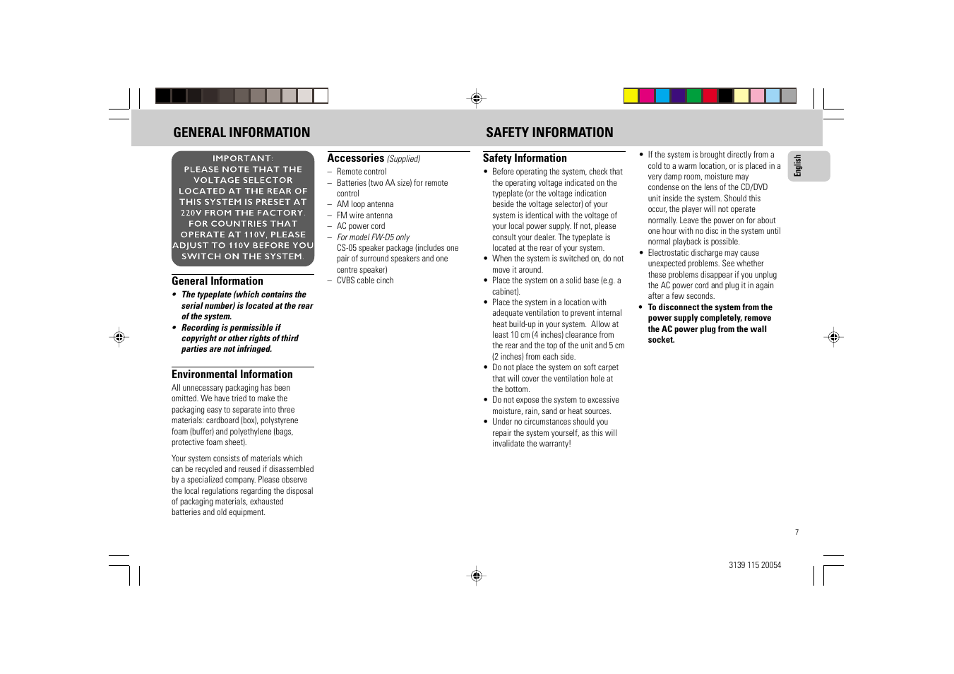 General information safety information | Philips FW-D1 User Manual | Page 7 / 41