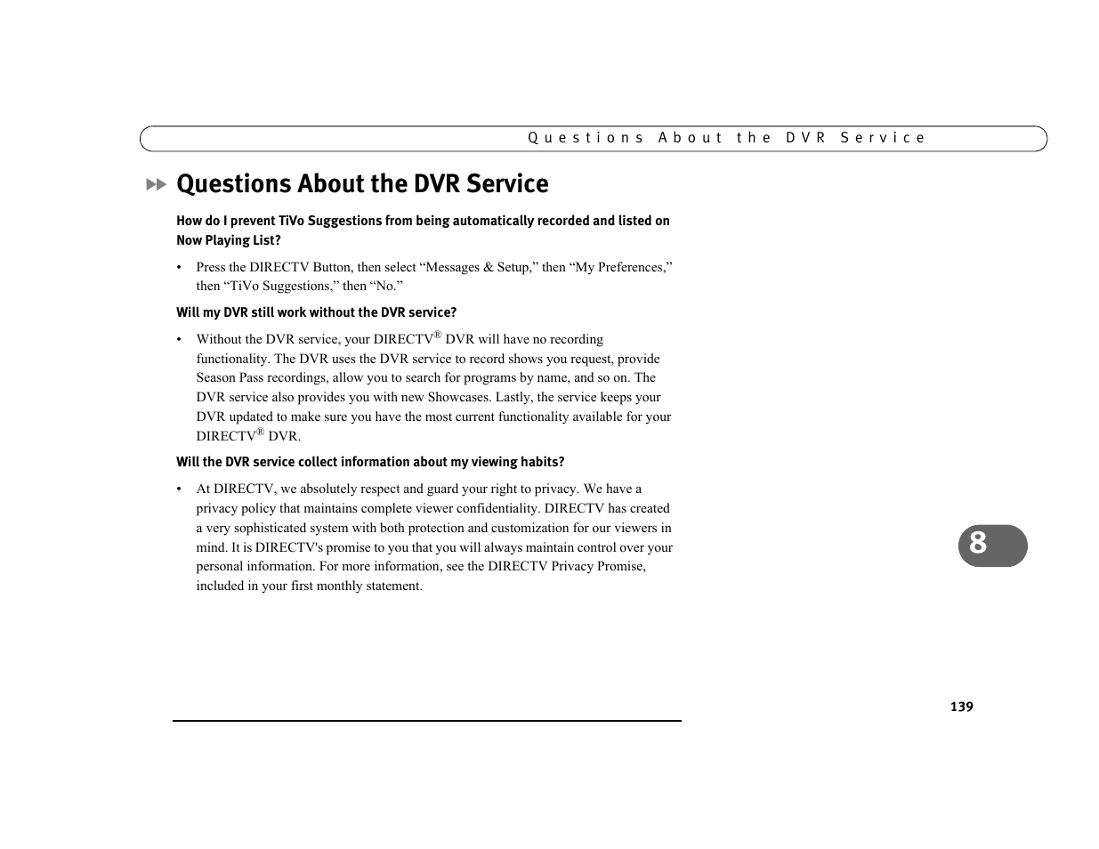 Questions about the dvr service | Philips DSR7000R/17 User Manual | Page 150 / 176