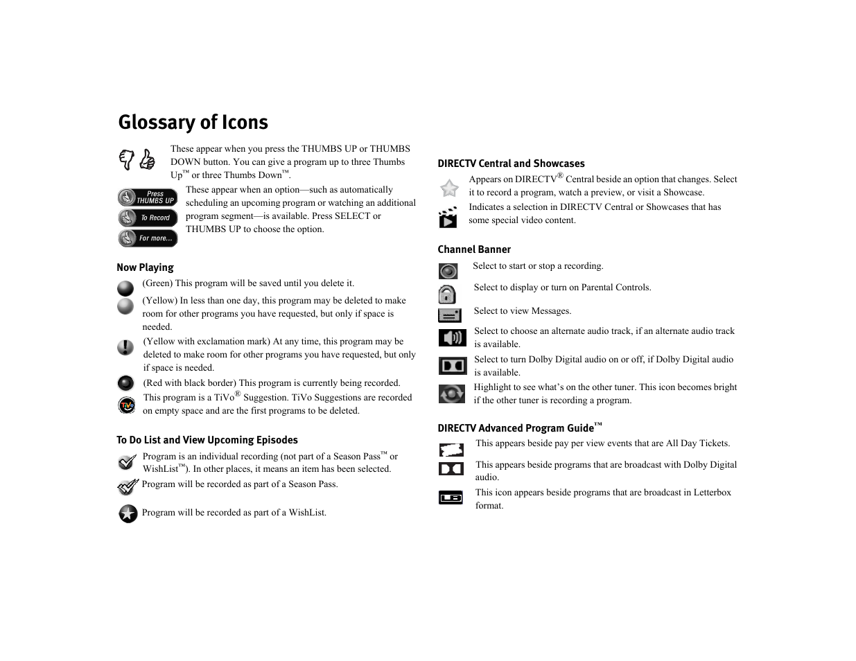 Glossary of icons | Philips DSR7000R/17 User Manual | Page 176 / 176