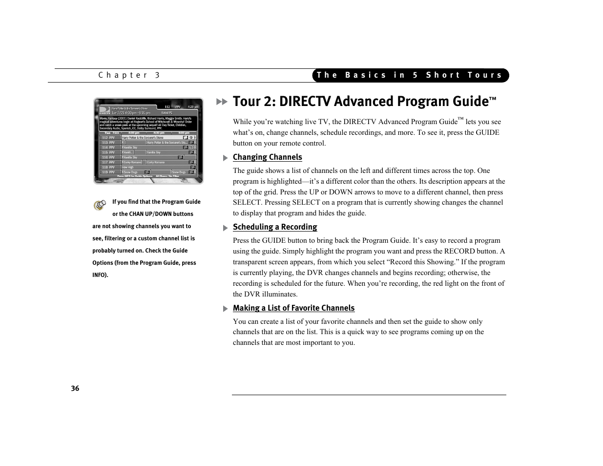 Tour 2: directv advanced program guide | Philips DSR7000R/17 User Manual | Page 47 / 176