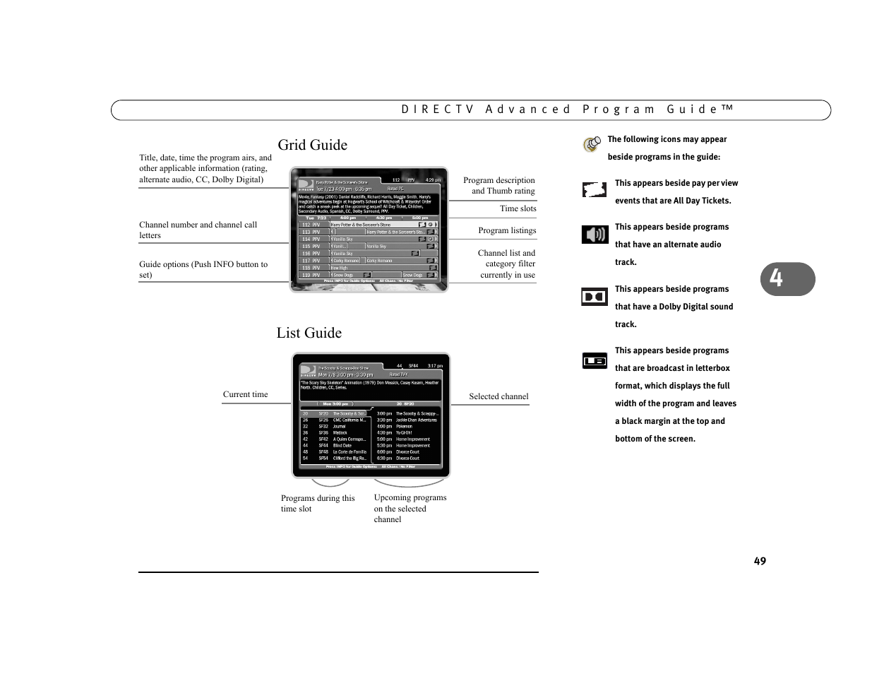 Grid guide, List guide | Philips DSR7000R/17 User Manual | Page 60 / 176