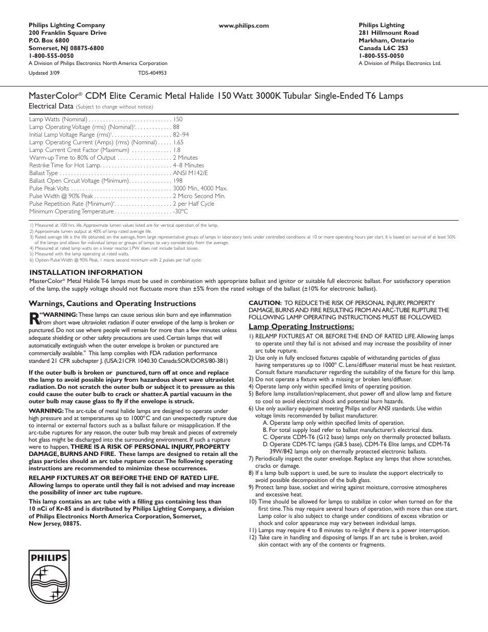 Mastercolor | Philips MasterColor 404953 User Manual | Page 2 / 2