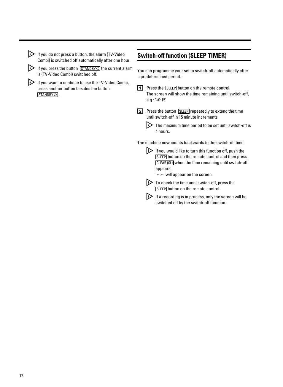 Switch-off function (sleep timer) | Philips 14 PV 202 User Manual | Page 14 / 28