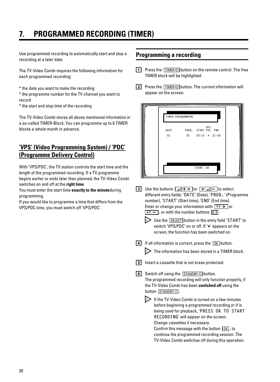 Programmed recording (timer), Programming a recording | Philips 14 PV 202 User Manual | Page 22 / 28