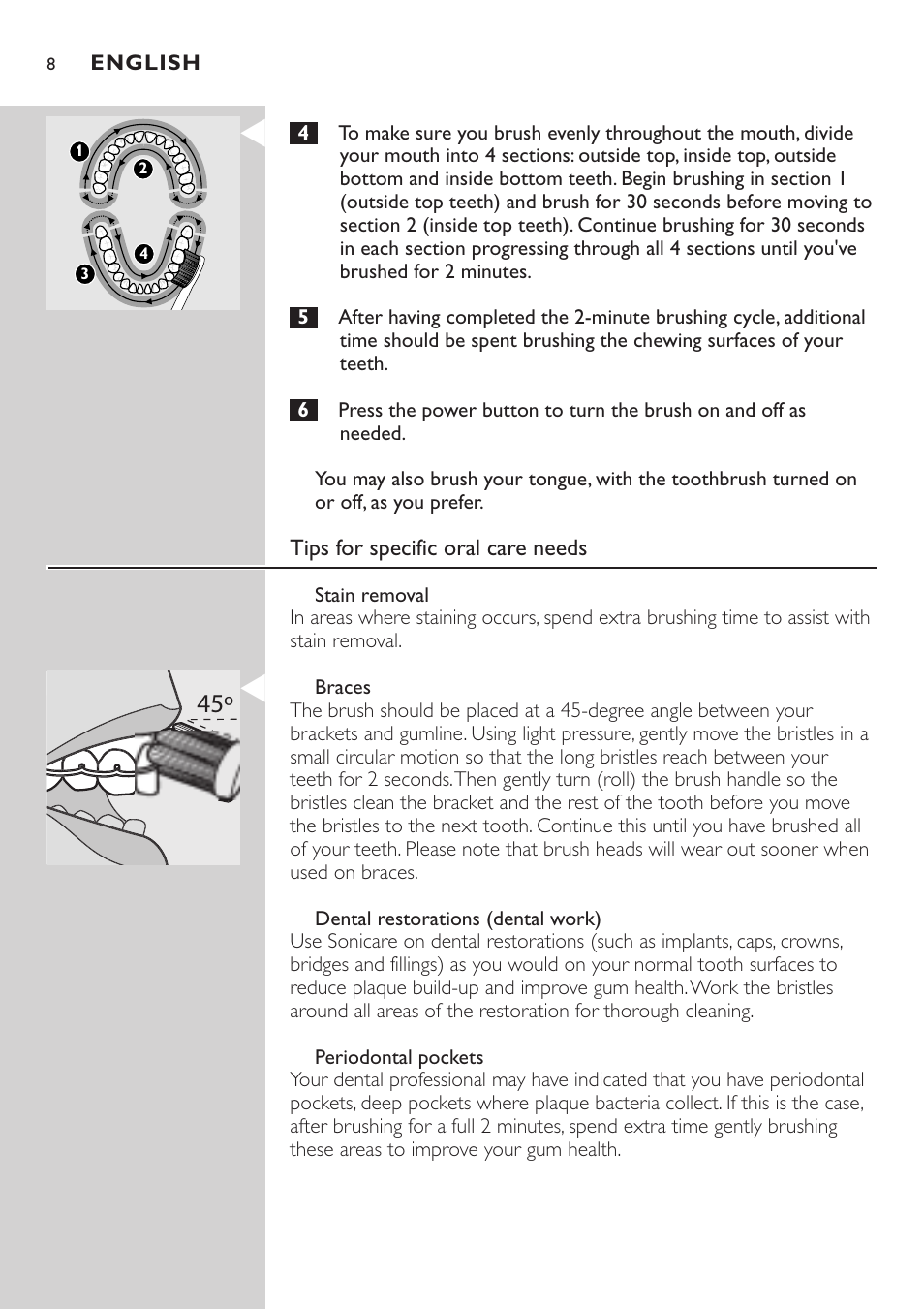 Philips Sonicare e7000 Series User Manual | Page 8 / 48