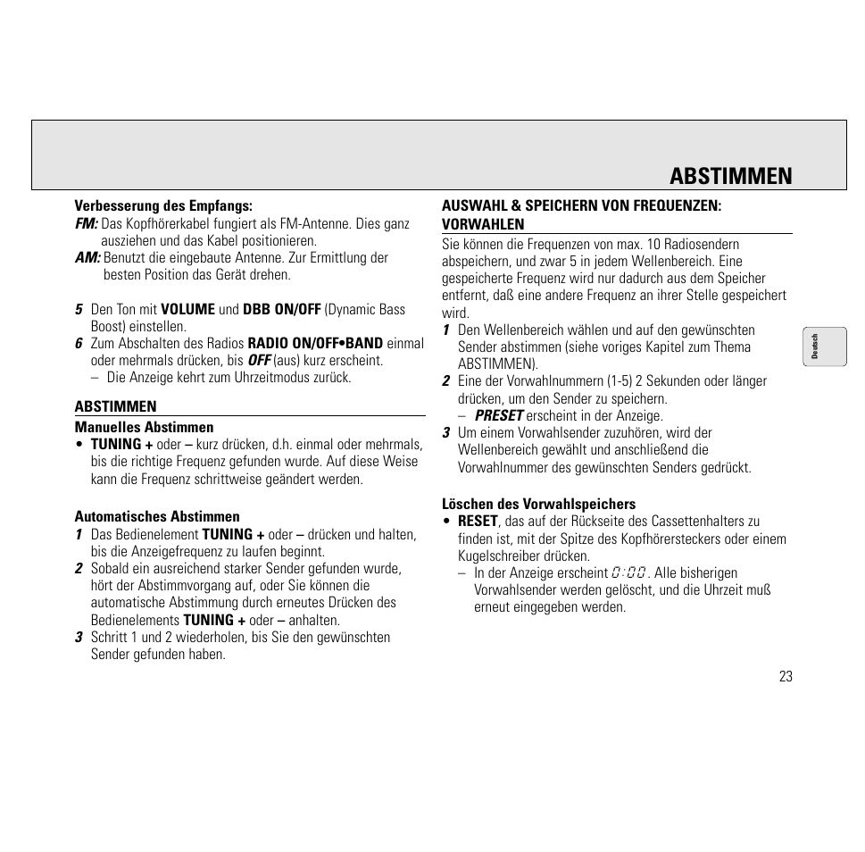 Abstimmen | Philips AQ6691/00 User Manual | Page 23 / 71