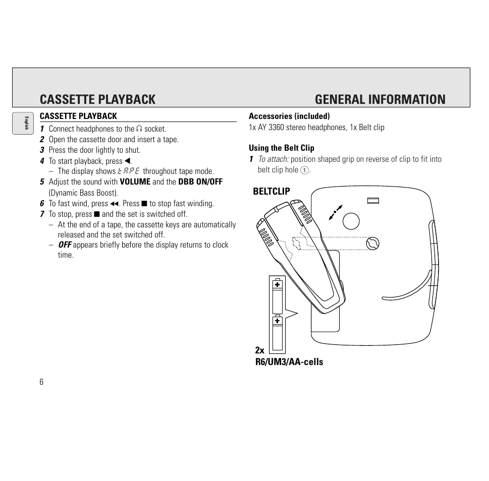 Cassette playback general information | Philips AQ6691/00 User Manual | Page 6 / 71