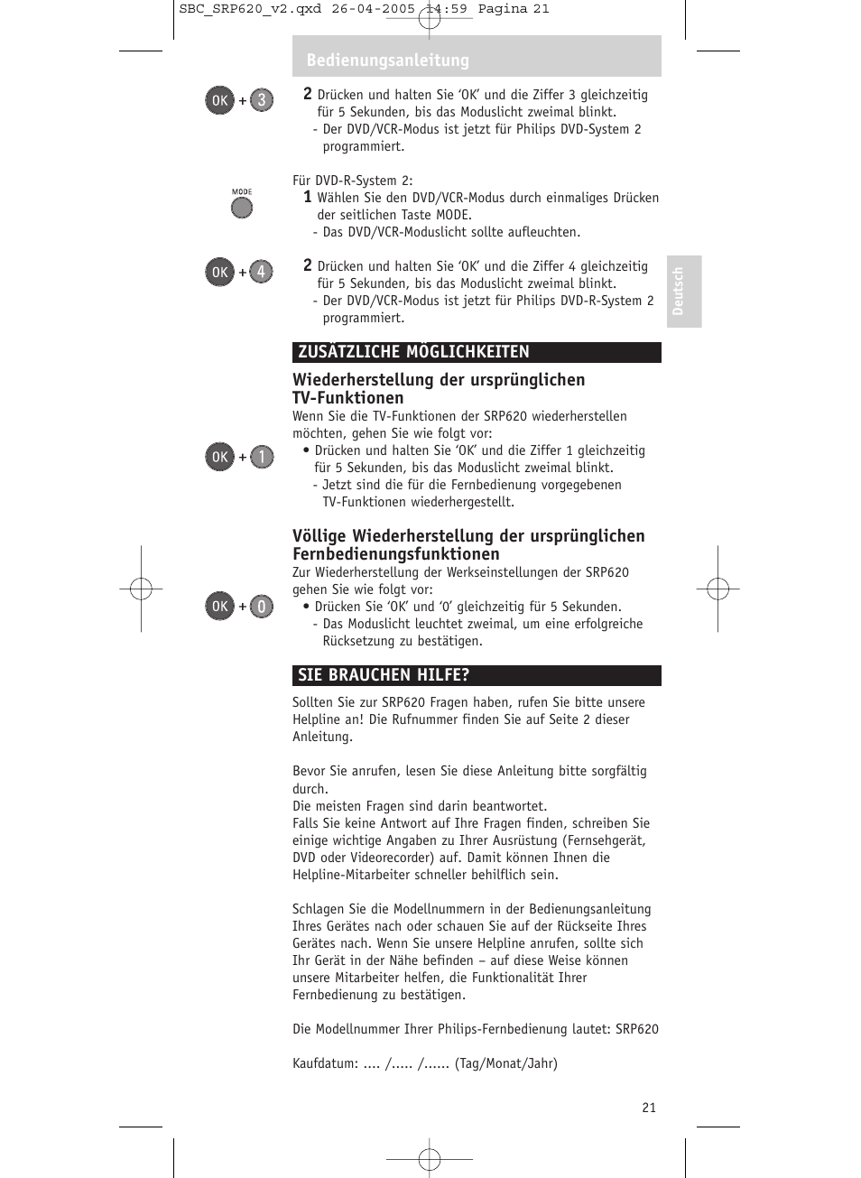 Philips SRP620 User Manual | Page 21 / 76